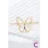 Kelebek Tasarım Gold Metal Topuz Tokası - Kelebekli Çubuk Toka Saç Çubuğu Aksesuar Kadın