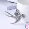 Kırlangıç Kuş Tasarım Taşlı Broş Gümüş Renk - Kadın Hediyelik Elbise Ceket Yaka İğnesi Broş Rozeti