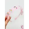 Kız Çocuk Sevimli Fiyonklu Unicorn Taç Pembe - Kurdele Çocuk Taç Saç Bandı Toka Prenses Tacı
