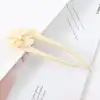 Krem Sarısı Flower Fransız El Yapımı Lüks Kemik Topuz Tokası - Çubuk Saç Topuz Tokası - Topuz Çubuğu