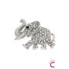 Kristal Taşlı Tasarım Fil Broş Gümüş Renk - Çanta Elbise Ceket Yaka İğnesi Broş Rozeti