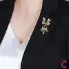 Lady Rabbit Özel Tasarım Taşlı Kadın Broş - Hediyelik Öğretmen Öğrenci Ofis İş Arkadaşı Yaka İğnesi
