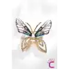 Mavi Degrade Kanatlı Taşlı Kelebek Broş - Kelebekli Hediyelik Elbise Ceket Kadın Yaka İğnesi Broş
