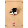 Mezuniyet Kepi Çiçek Kitap Tasarım Öğrenci Broş - Hediyelik Yaka Rozeti Arkadaşa Elbise Yaka İğnesi
