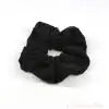 Pamuklu Yumuşak Kumaş Kadın Büyük Scrunchie Toka Siyah - Rahat Simit Lastik Saç Tokası
