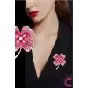 Pembe Yonca Tasarım Kadın Broş - Arkadaşa Sevgiliye Hediyelik Doğum Günü Yılbaşı Yaka İğnesi Broşu