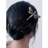 Peri Butterfly Tasarım Boho Metal Topuz Tokası 17cm - Yeni Trend Çubuk Toka Saç Topuz Çubuğu