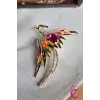 Phoenix Anka Kuşu Özel Tasarım Kristal Taşlı Unisex Broş - Hediyelik Elbise Ceket Yaka İğnesi Broşu