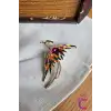 Phoenix Anka Kuşu Özel Tasarım Kristal Taşlı Unisex Broş - Hediyelik Elbise Ceket Yaka İğnesi Broşu