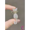 Rhine-Stone Taşlı Kedi Tasarım Kadın Broş - Şık Günlük Kıyafet Elbise Ceket Yaka İğnesi Broşu