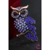 Rhinestone Kristal Taşlı Tasarım Baykuş Broş - Hediyelik Unisex Kadın Erkek Çanta Yaka İğnesi Rozeti