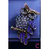 Rhinestone Kristal Taşlı Tasarım Baykuş Broş - Hediyelik Unisex Kadın Erkek Çanta Yaka İğnesi Rozeti