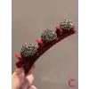 Saç Bükücü Kadife Dokulu Yan Saç Tokası Bordo - Mini Taşlı Yumuşak Klips Pens Toka Saç Aksesuarı
