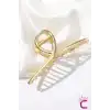 Sade Şık Klasik Model Gold Metal Kadın Mandal Toka 11.5cm- Hediyelik Zarif Mandallı Saç Topuz Tokası