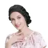 Sertifikalı %100 Saf İpek Saç Bonesi Siyah - Curly Hair Saç Bakım Güzellik Kırışma Uyku Bonesi