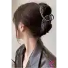 Siyah Başak Çiçekli Tasarım Kadın Metal Mandal Toka 11cm - Büyük Sıkı Tutan Mandallı Saç Tokası
