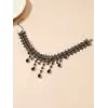 Siyah Kristal Taşlı Çiçekli Dantel Kolye - Chokers Vintage Stil Kadın Gotik Kolye