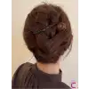 Vintage Retro Şık Kahve Renkli İncili Kıstırmalı Saç Tokası 11cm - Modern Topuz Tokası Klipsli Toka