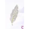 Yaprak Tasarım Kristal Taşlı Kadın Broş Gold - Özel Günler Hediyelik Elbise Ceket Yaka İğnesi Broşu