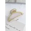 Yarım Ay Model Kadın Gold Metal Mandal Toka - Orta Boy Sıkı Toplayan Lüks Mandal Saç Tokası