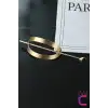 Yarım Ay Tasarım Kalpli Kadın Gold Metal Topuz Tokası - Saç Topuz Toka Çubuk Toka Saç Çubuğu