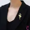 Yasemin Çiçeği Tasarım İncili Çiçekli Taşlı Kadın Broş - Hediyelik Elbise Ceket Yaka İğnesi Broşu