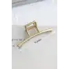 Yay Model Kadın Gold Metal Mandal Toka - Orta Boy Sıkı Toplayan Lüks Mandal Saç Tokası