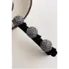 Saç Bükücü Kadife Dokulu Yan Saç Tokası Siyah - Yeni Trend Taşlı Pens Klips Toka Saç Aksesuarı