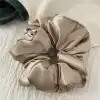 Yumuşak Saten Büyük Boy Pillow Scrunchie Toka Bej - Rahat Geniş Esnek Simit Lastikli Saç Tokası
