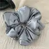 Yumuşak Saten Büyük Boy Pillow Scrunchie Toka Gri - Rahat Geniş Esnek Simit Lastikli Saç Tokası