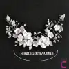 Zarif Beyaz Çiçekli İncili Gelin Tacı Gümüş - Helen Saç Bandı Topuz Tokası Düğün Nişan Aksesuarı