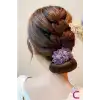 Zarif Chiffon Çiçekli Kadın Kolay Telli Saç Topuz Tokası Lila - Sihirli Pratik Saç Toplama Aparatı