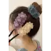 Zarif Chiffon Çiçekli Kadın Kolay Telli Saç Topuz Tokası Lila - Sihirli Pratik Saç Toplama Aparatı