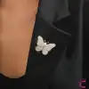 Zarif İncili Taşlı Beyaz Kanatlı Kadın Kelebekli Broş - Arkadaş Hediyesi Yaka İğnesi Rozet