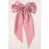 Zarif Kadın Saten Büyük Fiyonk Otomatik Toka Pembe - Kurdele Fiyonklu Klipsli Saç Tokası