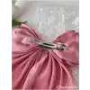 Zarif Kadın Saten Büyük Fiyonk Otomatik Toka Pembe - Kurdele Fiyonklu Klipsli Saç Tokası