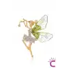 Zarif Melek Kelebek Kanatlı Tasarım Kadın Broş - Hediyelik Elbise Ceket Taşlı Yaka İğnesi Broşu