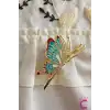 Zarif Mineli Kelebek Metal Kadın Mandal Toka 11cm - Kelebekli Mandallı Saç Topuz Tokası Hediyelik