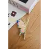Zarif Mineli Kelebek Metal Kadın Mandal Toka 11cm - Kelebekli Mandallı Saç Topuz Tokası Hediyelik