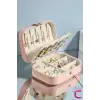 Zarif Takı Mücevher Saklama Kutusu 16x12cm Deri Pembe - Bölmeli Küpe Yüzük Kolye Kutusu Organizer