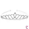 Zirkon Taşlı Kız Çocuk Prenses Tacı Gümüş Renk - Düğün Kına Kuran Doğum Günü Taç Saç Bandı Toka