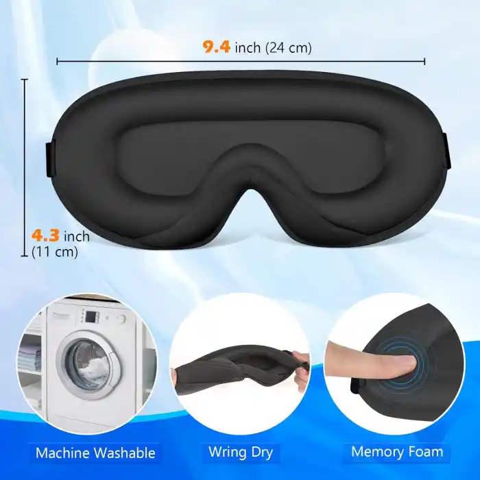 %100 Işık Engelleyen 3d Face Design Uyku Maskesi Siyah - Ayarlı Dolgulu Nefes Alabilen Göz Bandı