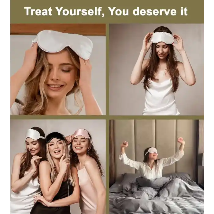 %100 Saf Dut Ipek Ayarlanabilir Uyku Maskesi Açık Gri - Yan Yatanlar Için Rahat Uyku Göz Bandı