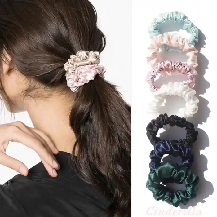 %100 Saf Dut İpek Kadın Scrunchie Saç Tokası Siyah - Yumuşak Rahat Uyku için Simit Lastikli Toka