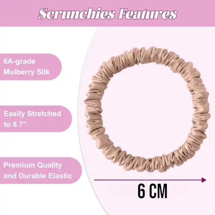 %100 Saf Dut İpek Küçük Scrunchie Saç Tokası Lila - Günlük Pratik Ekstra Elastik Simit Lastikli Toka