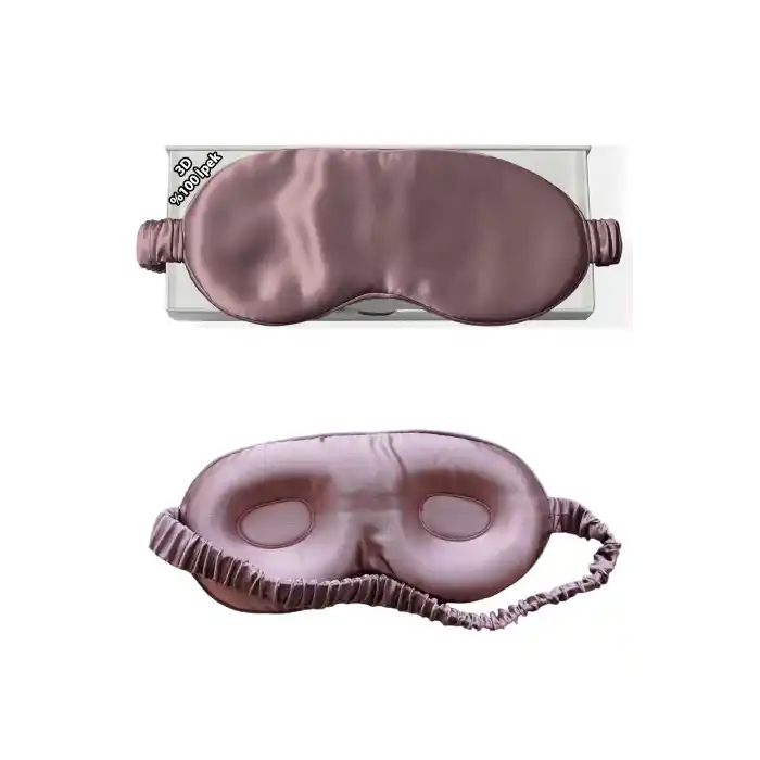 %100 Saf İpek 3D Uyku Maskesi Leylak - %100 Işık Engelleyen Yumuşak Dolgulu Nefes Alabilen Göz Bandı