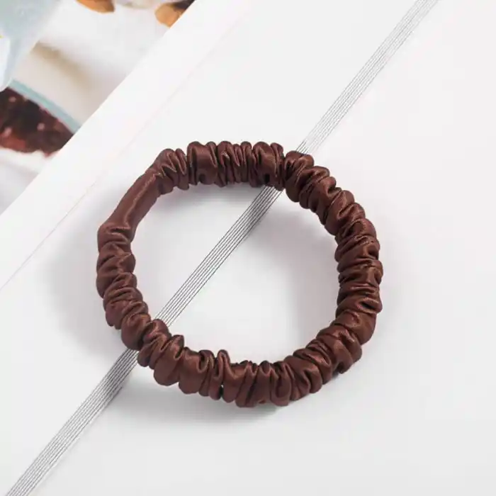 %100 Saf İpek Küçük Scrunchie Saç Tokası Renk2 - Günlük Pratik Ekstra Elastik Lastikli Simit Toka