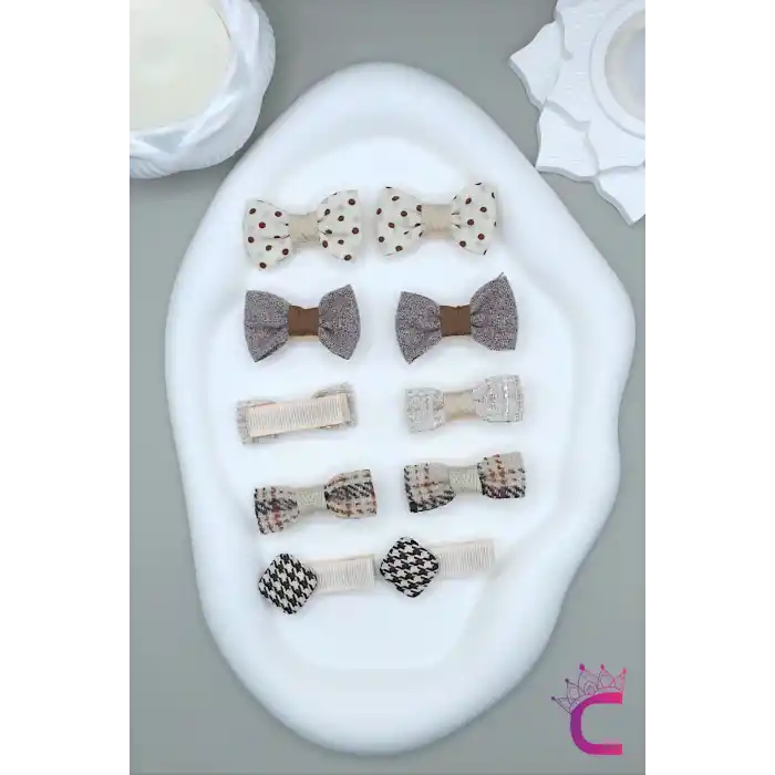 10lu Çanta Kutulu Hediyelik Kız Bebek Kurdele Fiyonk Toka Seti Soft - Acıtmaz Çocuk Pens Saç Tokası