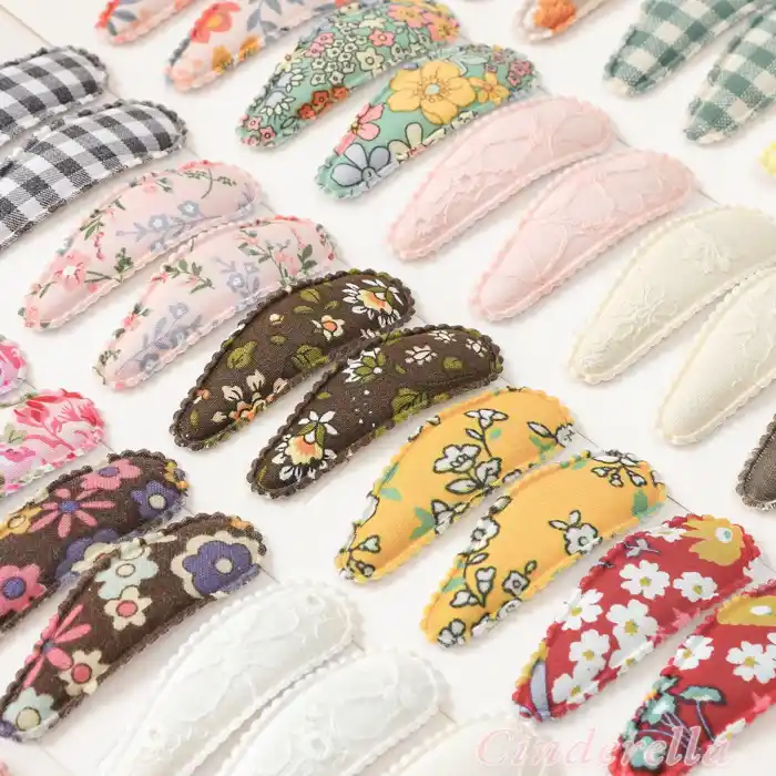 10lu Özel Seri Nakışlı Çiçekli Model Çocuk Çıt Çıt Toka Seti - Kız Bebek Çıtçıt Saç Toka Model-1