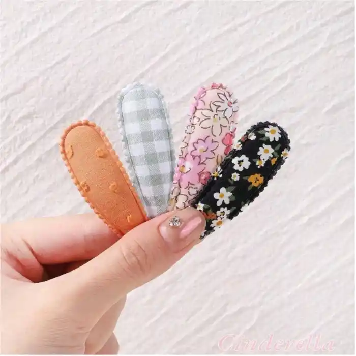 10lu Özel Seri Nakışlı Çiçekli Model Çocuk Çıt Çıt Toka Seti - Kız Bebek Çıtçıt Saç Toka Model-4